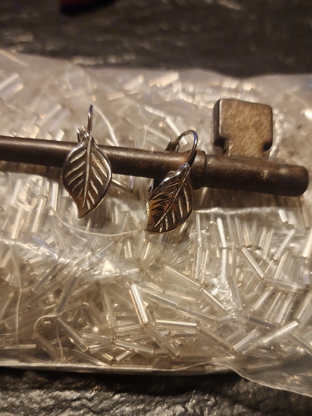 Vintage Silver Leaf Drop Earrings